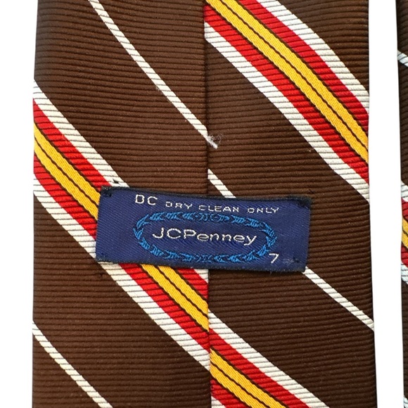 Vtg JC Penney Luxury Tie 60's 70's Disco Brown Striped Polyester Tie 56" x 4" - Picture 4 of 5